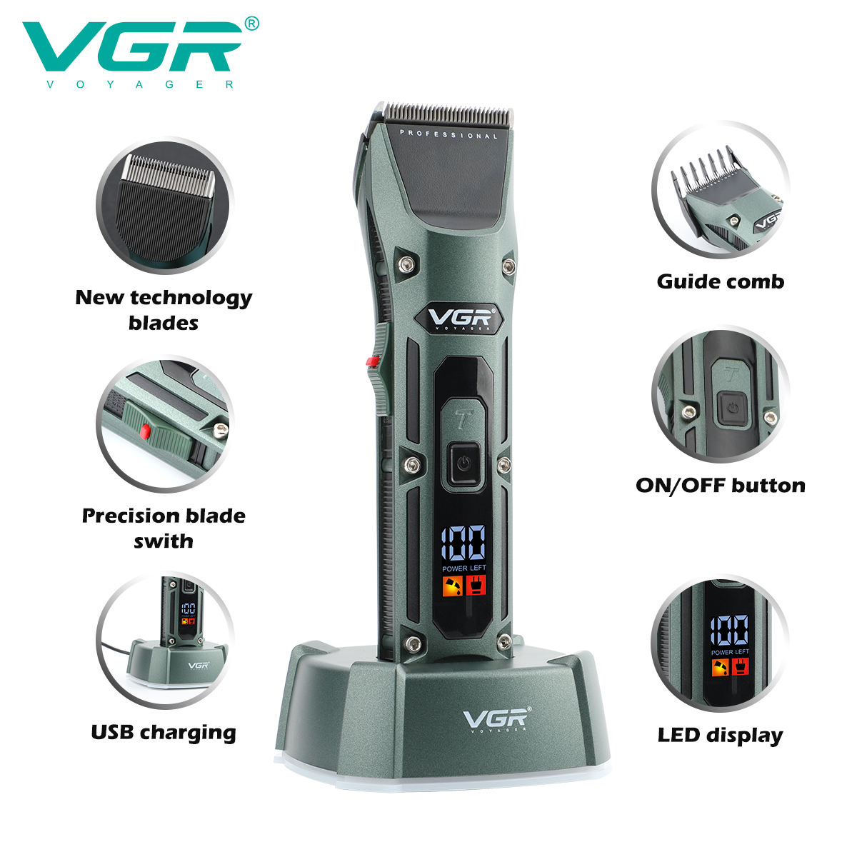 VGR V-696 جديد المعادن شعبية ص - مراجعة Hair Clipper Professional وسعره